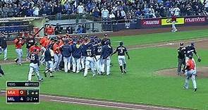 Benches clear after Johnson strikes out