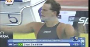Cesar Cielo BRASIL (46.91) 100 m livre new world record Roma 2009