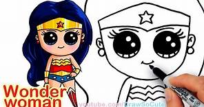 How to Draw Wonder Woman Cute step by step