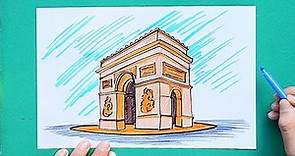How to draw Arc de Triomphe, Paris, France