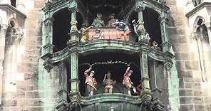Munich's famous Glockenspiel, Marienplatz. HD.