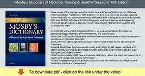 Mosby's Dictionary of Medicine, Nursing & Health Professions 10th Edition / Download PDF
