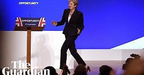 Theresa May dances on to the stage at the Tory party conference