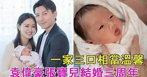 張寶兒結婚三週年 「廿四孝」袁偉豪長途跋涉回港數小時慶祝，一家三口相當溫馨