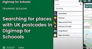 Searching for places with UK postcodes in Digimap for Schoools