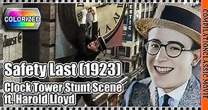 Harold Lloyd | Famous Clock Tower Stunt Scene | Colorized & Restored