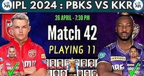 IPL 2024 PKBS VS KKR Today Match | IPL Playing 11 Match Player Details