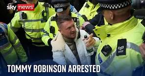 Tommy Robinson arrested at antisemitism protest in Central London