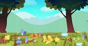 🐝🎶 Bee Flowers Grass Forest Trees Nature Kids Cartoon Background