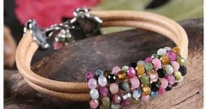 How to make a leather and gemstone weaved bracelet ￼with Lima Beads