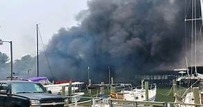 Crews investigate boat fire at Tall Timbers Marina