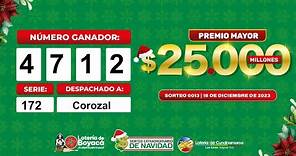 Premio Mayor Extra Ordinario de Navidad | Lotería de Boyacá Sorteo 0013 - 15 Diciembre 2023