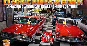 AMAZING SHOWROOM OF CLASSIC CARS FOR SALE!!! Full Lot Tour! Classic Rides & Rods. December 2023.
