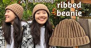 Easy Crochet Ribbed Beanie Tutorial for Beginners | No Bunch Beanie | Knit-Like Crochet Beanie