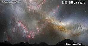 Future night sky after Milky Way and Andromeda merge