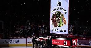 Marian Hossa's #81 goes to the rafters!