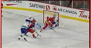 Jonathan Huberdeau scores his first goal as a Flame