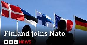 Finland flag raised at Nato headquarters - BBC News