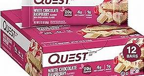 Quest Nutrition White Chocolate Raspberry Protein Bars, High Protein, Low Carb, Gluten Free, Keto Friendly, 12 Count