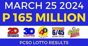 Lotto Result March 25 2024 9pm PCSO