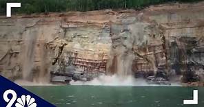 Boaters watch cliff collapse along Lake Superior