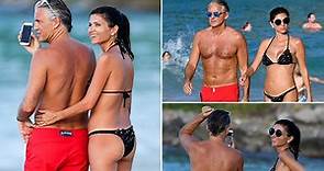 Ex-Manchester City boss Roberto Mancini holidays on the beach with his stunning new girlfriend