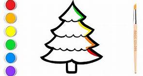 Drawing and Coloring a Christmas Tree, Painting and Drawing for Kids and Toddlers, Coloring Pages
