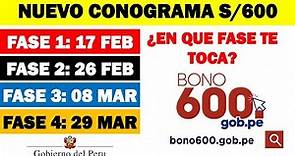 Nuevo Bono 2021 S/600 soles - Cronograma oficial para el pago del Bono 600 soles en 4 Fases