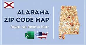 Alabama Zip Code Map in Excel - Zip Codes List and Population Map