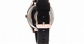 Karl Lagerfeld Women's Janelle Stainless Steel Quartz Watch with Leather Calfskin Strap, Black, 16