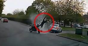 Motorcycle crash bursts into fiery explosion