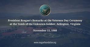 President Reagan's Remarks at the Veterans Day Ceremony at the Tomb of the Unknown Soldier 9/11/1988