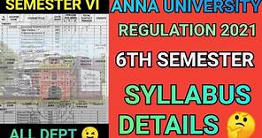 Anna University 6th Semester Syllabus Details ✅ | Engineering 6th Sem Syllabus 💯| Regulation 2021|AU
