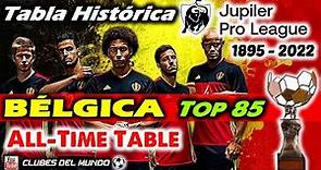 BÉLGICA TOP 85 Clubes según Tabla Histórica por Puntos de la Jupiler Pro League de 1895 a 2022