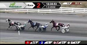 Monticello Raceway - Full Card Harness races & Results Monday January 3, 2022