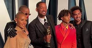 Will Smith et sa famille à l'after-party Vanity Fair des Oscars 2022 #willsmith #jadapinkettsmith #oscars #tapisrouge