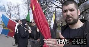Matthew Heimbach shows up at "Rage Against the War Machine" rally in DC with Soviet Flag
