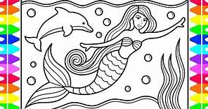 How to Draw a Mermaid Princess for Kids 💜💚💖🐬Mermaid Princess Drawing and Coloring Pages for Kids
