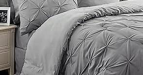 Bedsure California King Comforter Set - Cal King Bed Set 7 Pieces, Pinch Pleat Grey Cali King Bedding Set with Comforter, Sheets, Pillowcases & Shams