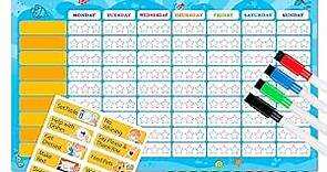 D-FantiX Magnetic Responsibility Chart, Chore Chart for Multiple Kids, My Star Reward Chart Daily Routine Good Behavior Charts Dry Erasable for Toddlers at Home