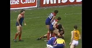 Peter Giles of Melbourne is king hit by Leigh Matthews of Hawthorn in 1982 - VFL