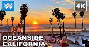 [4K] Sunset at Oceanside Beach Pier in San Diego County, California USA - Walking Tour 🎧