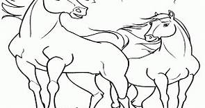 Spirit y Lluvia, caballo y yegua para colorear, pintar e imprimir