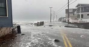 Coastal flooding prompted road closures in Wells, ME, USA
