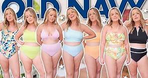 trying on affordable & size inclusive bathing suits from OLD NAVY!