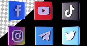 Social Media 3d logo Animation | Youtube, Facebook, Instagram, Tiktok, Telegram, Twitter