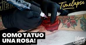 Como TATUO rosa a COLOR en la Mano | Timelapse hand Tattoo | Color Rose