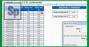 Excel - Encontrar valores máximo y mínimo de un rango de celdas. Tutorial en español HD