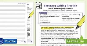 Summary Writing Practice - English HL Grade 8
