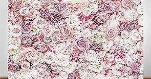 Avezano Floral Backdrop for Party Photoshoot Pink Rose Flowers Wedding Birthday Valentine's Day Bridal Shower Simulation Printing Flower Wall Decorations Photography Background for Picture (7x5ft)